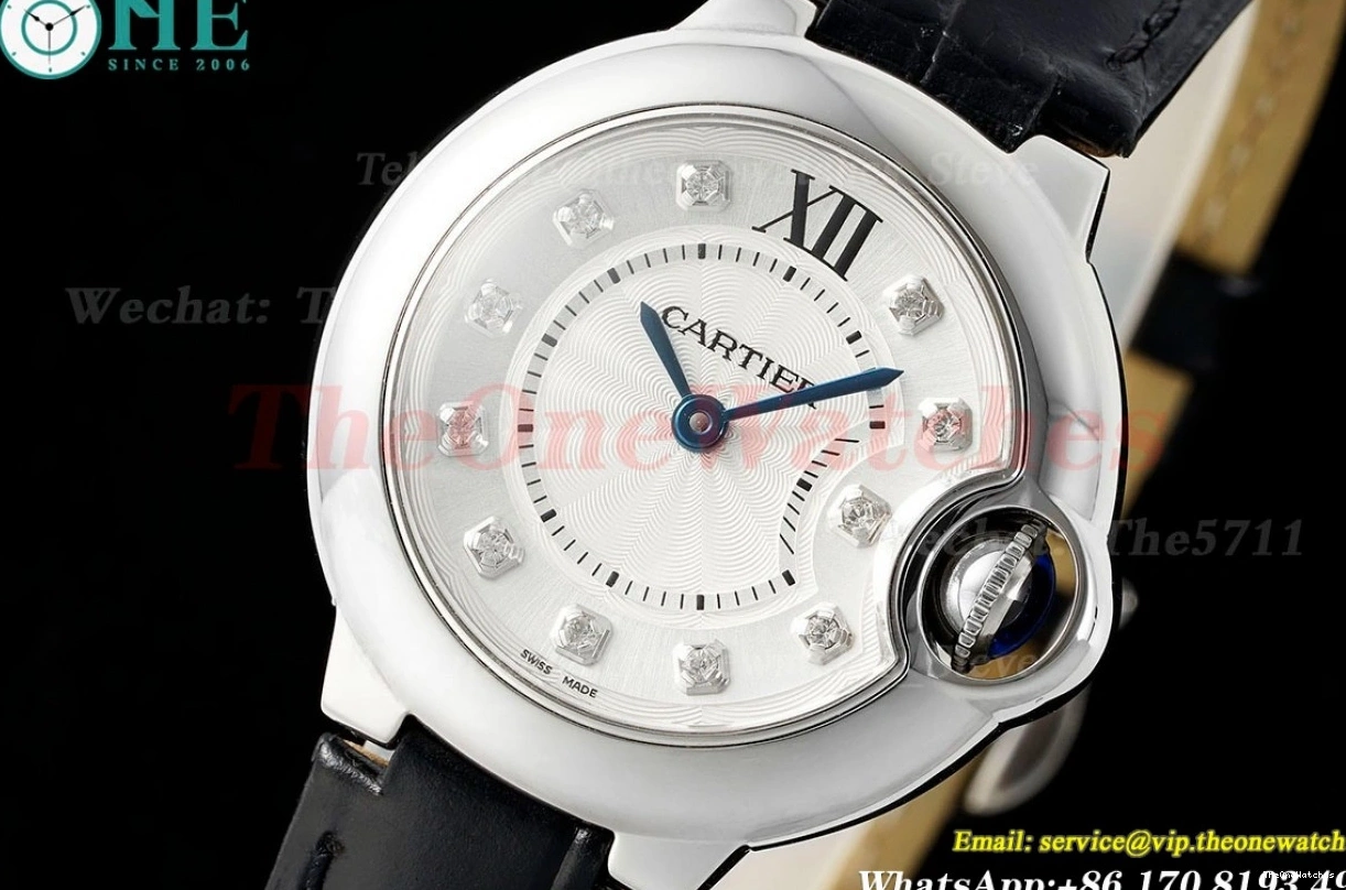 28mm SS Cartier Bleu De AF White Ballon LE Quartz Dia 1223